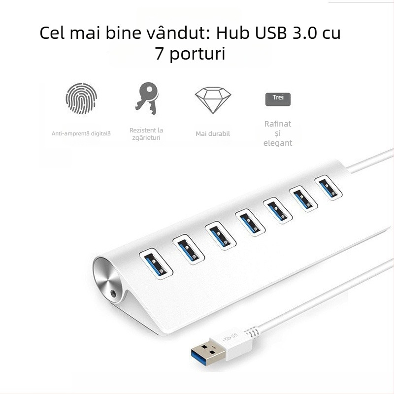 Hub USB 3.0 din aluminiu, 7 porturi