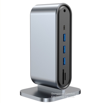 Stație docking USB-C 12-in-1, verticală, cu interfețe multiple pentru calculatoare Apple și Huawei; Model: 2201; Interfața: USB-C; Viteza de transfer: 5,0 Gbps; Alimentare externă: Nu; Lungime cablu: 13,5