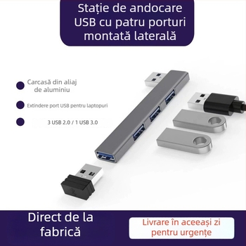 YMCHN ym006 Hub USB 3.0 cu unghi drept din aliaj de aluminiu, 1–4 porturi, stație docking Type-C