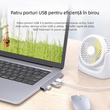 YMCHN ym006 Hub USB 3.0 cu unghi drept din aliaj de aluminiu, 1–4 porturi, stație docking Type-C