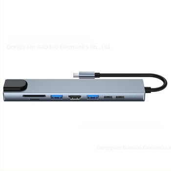 Stație docking Type-C 8-in-1 USB hub pentru Huawei MacBook; Interfață: Type-C; Viteză de transfer: 100 Mbps; Alimentare externă: Nu; Model: AD-037/BYL-2017L