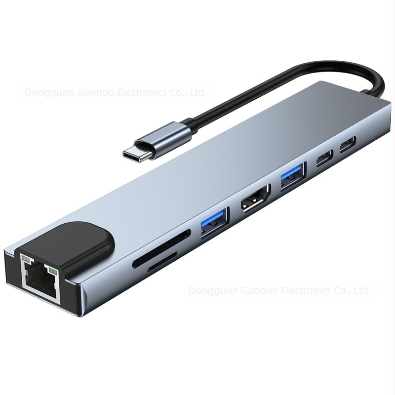 Stație docking Type-C 8-in-1 USB hub pentru Huawei MacBook; Interfață: Type-C; Viteză de transfer: 100 Mbps; Alimentare externă: Nu; Model: AD-037/BYL-2017L