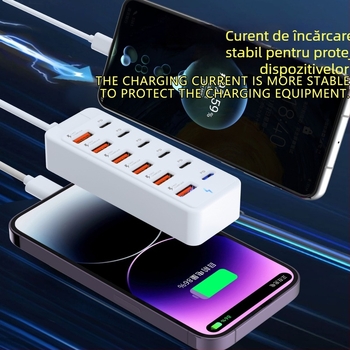 Stație docking Type-C cu 12 porturi, hub USB 2.0, alimentare 66W, cablu de 1 m, model xyd-002
