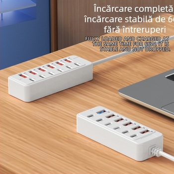 Stație docking Type-C cu 12 porturi, hub USB 2.0, alimentare 66W, cablu de 1 m, model xyd-002