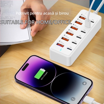 Stație docking Type-C cu 12 porturi, hub USB 2.0, alimentare 66W, cablu de 1 m, model xyd-002