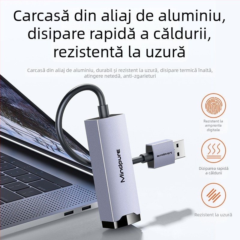 Ur004 Cardă de rețea USB Gigabit cu Realtek RTL8153, USB 3.0, 10/100/1000 Mbps, fără driver