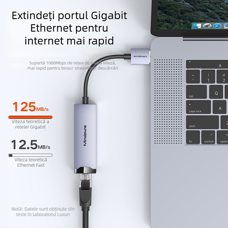 Ur004 Cardă de rețea USB Gigabit cu Realtek RTL8153, USB 3.0, 10/100/1000 Mbps, fără driver