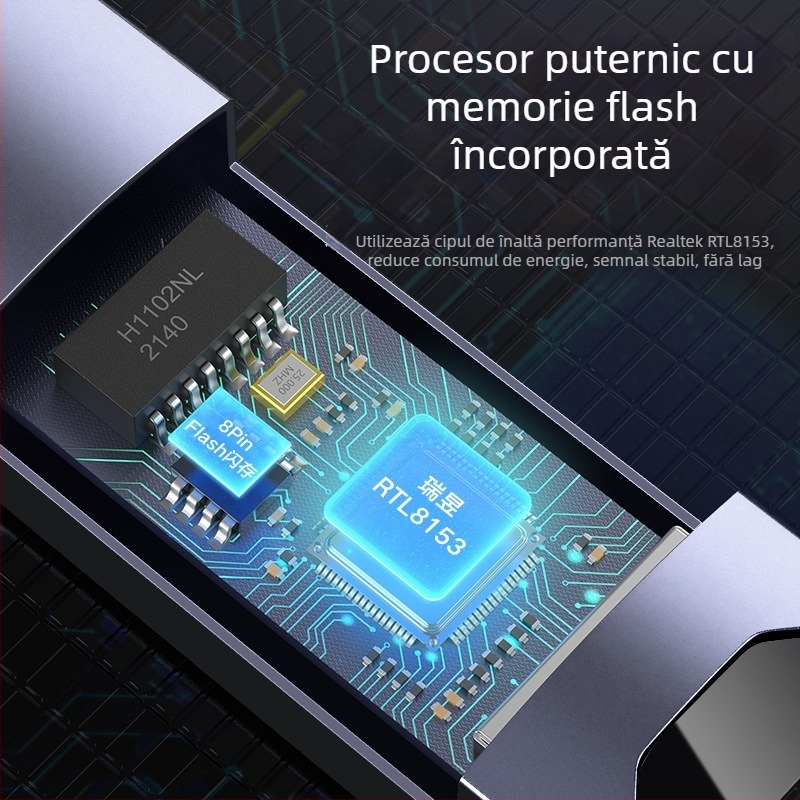 Ur004 Cardă de rețea USB Gigabit cu Realtek RTL8153, USB 3.0, 10/100/1000 Mbps, fără driver