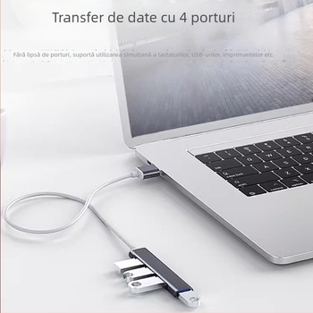 Hub USB 3.0 cu 4 porturi, cablu 15 cm, carcasă din aluminiu, 5 Gbps, 1x USB 3.0 + 3x USB 2.0, fără alimentare externă