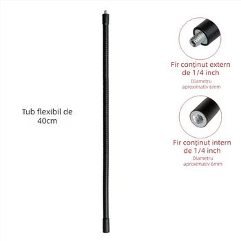 Suport de podea pentru cameră de telefon mobil, cu furtun metalic flexibil, rotativ și pliabil, filet de 1/4 inch, stil universal.