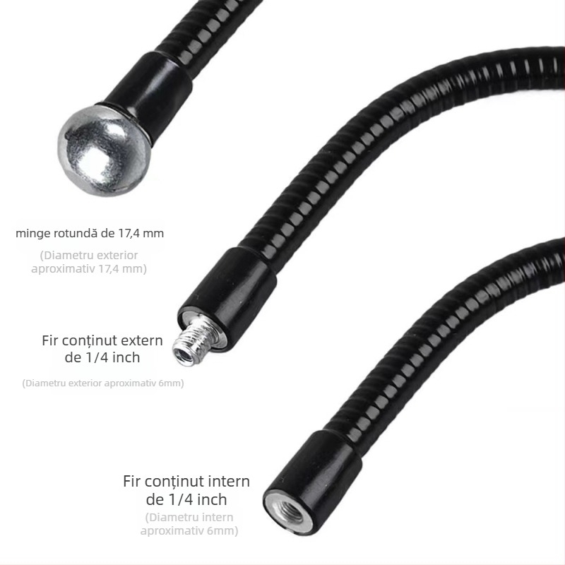 Suport de podea pentru cameră de telefon mobil, cu furtun metalic flexibil, rotativ și pliabil, filet de 1/4 inch, stil universal.