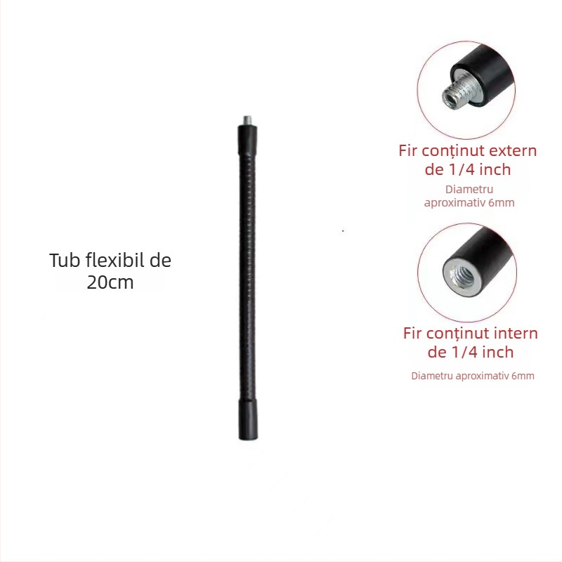 Suport de podea pentru cameră de telefon mobil, cu furtun metalic flexibil, rotativ și pliabil, filet de 1/4 inch, stil universal.