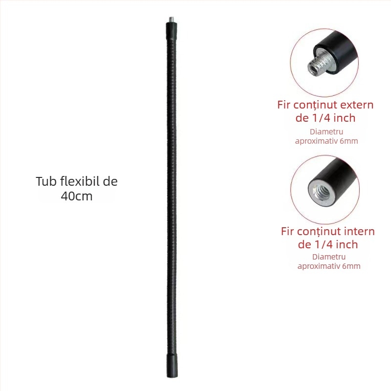 Suport de podea pentru cameră de telefon mobil, cu furtun metalic flexibil, rotativ și pliabil, filet de 1/4 inch, stil universal.