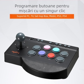Arcade joystick PXN-0082P pentru PS4/PS3/XBOX/Switch, USB, pentru două persoane, Windows/Android compatibil, stil nostalgic