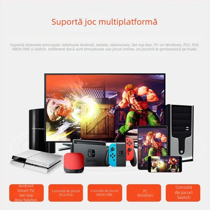 Arcade joystick PXN-0082P pentru PS4/PS3/XBOX/Switch, USB, pentru două persoane, Windows/Android compatibil, stil nostalgic