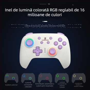 AMPOWN RGP01 gamepad — controler wireless multi-platform cu Bluetooth 5.3/2.4G, USB, vibrație, iluminare RGB