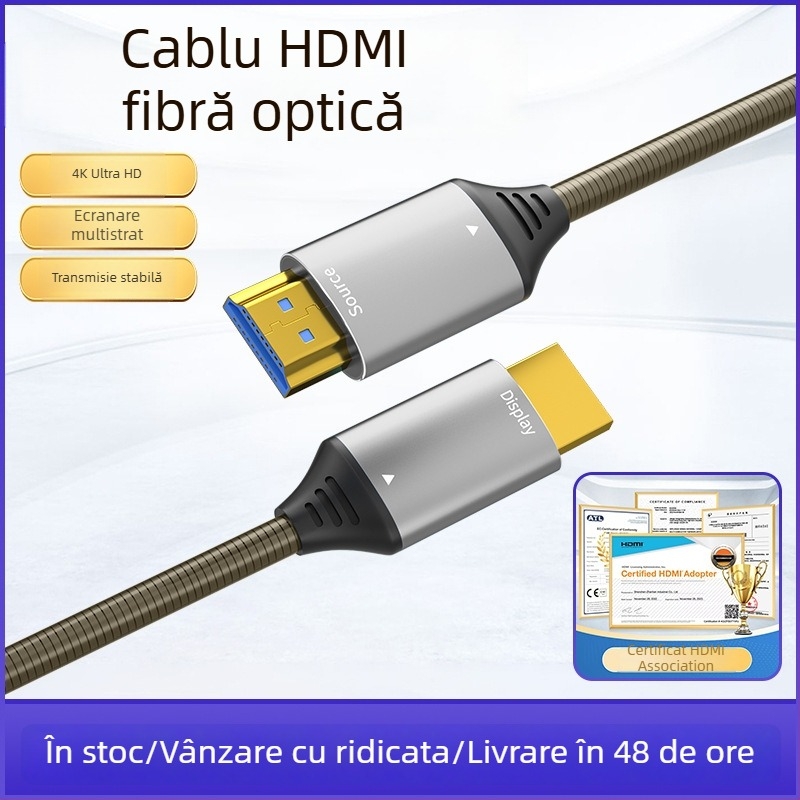 Cabl HDMI 2.0, 4K, cupru galvanizat, conectori placați cu aur, cablu HDMI cu fibră optică, 60 Hz