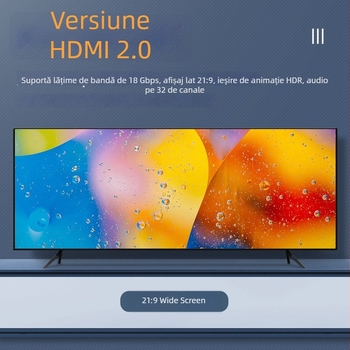 Cablu HDMI 2.0, 4K pentru PC/TV/Proiector/Monitor, conectori plăcați cu aur, Lungime 1,5 m