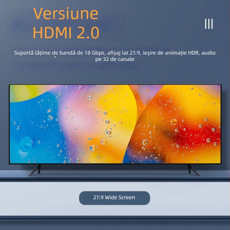 Cablu HDMI 2.0, 4K pentru PC/TV/Proiector/Monitor, conectori plăcați cu aur, Lungime 1,5 m