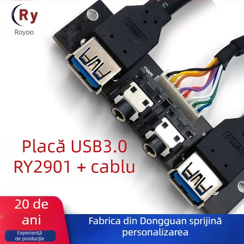 Cablu USB 3.0 pentru panoul frontal al carcasei desktop, ROYOO RY2901, cupru fără oxigen, lungime 500 mm