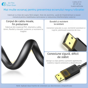 Cablu DisplayPort la DisplayPort HD, cu interfata plată, cablu adaptor DP/miniDP, cupru fără oxigen de înaltă puritate