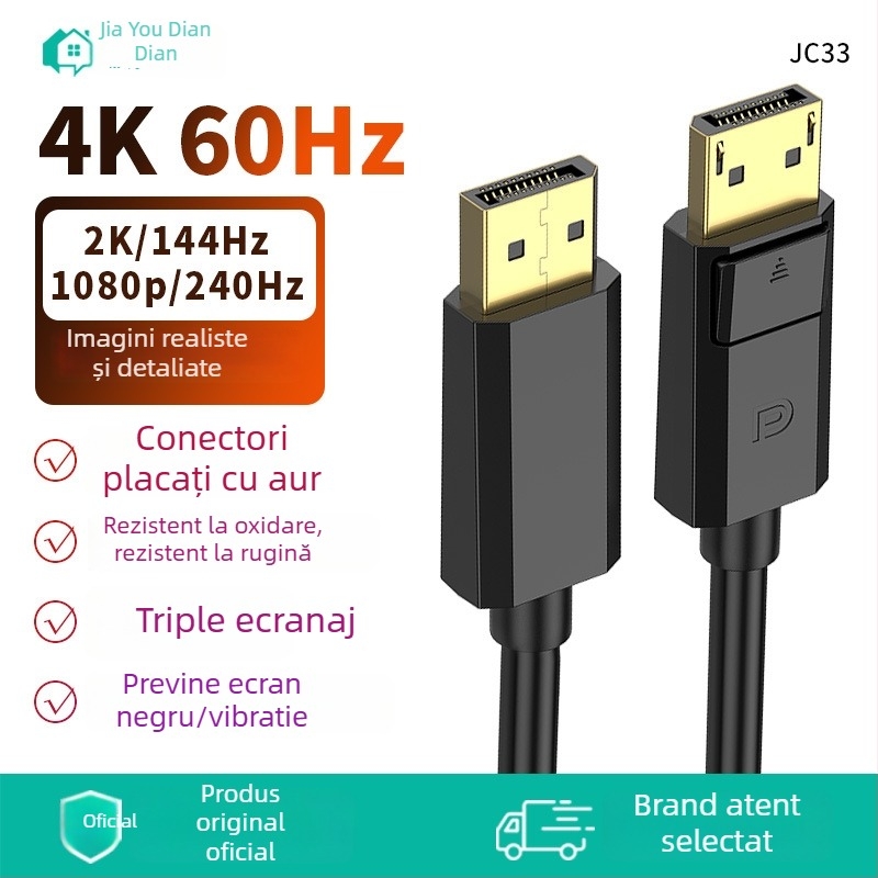 Cablu DisplayPort la DisplayPort HD, cu interfata plată, cablu adaptor DP/miniDP, cupru fără oxigen de înaltă puritate