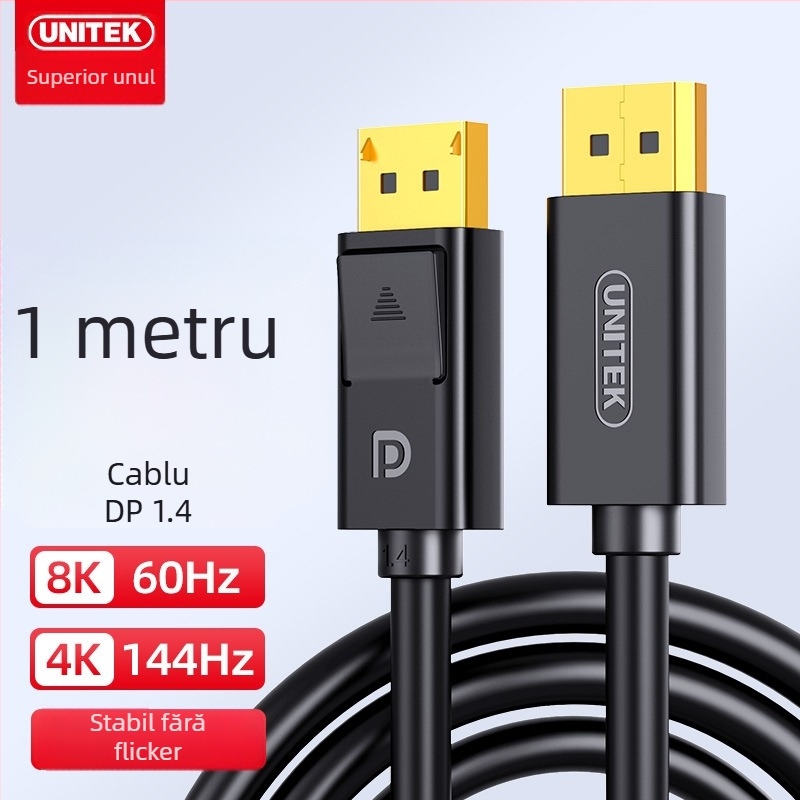 Cablu converter DisplayPort către HDMI, conectori DP masculini, contacte placate cu aur, cupru fără oxigen, interfață DP, pentru console de jocuri