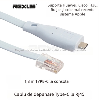 Cablu USB consolă TYPE-C la RJ45 pentru switch Cisco — linie serială, interfață USB, conductor din cupru