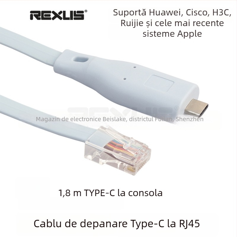 Cablu USB consolă TYPE-C la RJ45 pentru switch Cisco — linie serială, interfață USB, conductor din cupru
