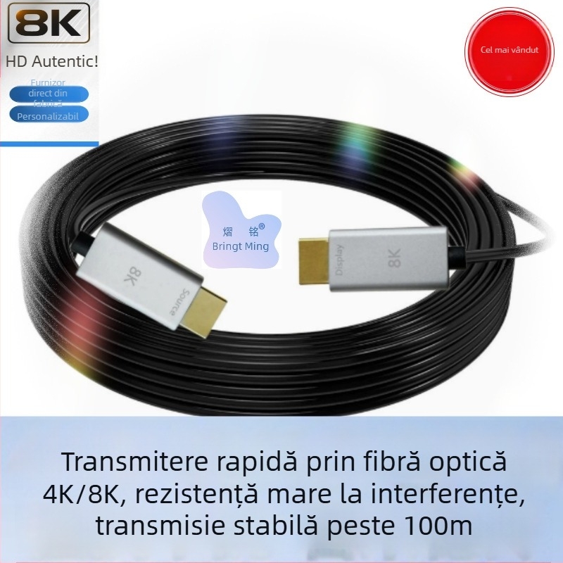 Cablu HDMI 2.1 din fibră optică, 8K60Hz – conectori placati cu aur