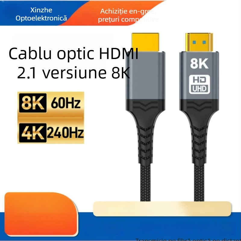 Cablu HDMI 2.1 M-M pentru monitoare și PC-uri, 8K înaltă definiție, conductori de cupru, contacte placate cu aur