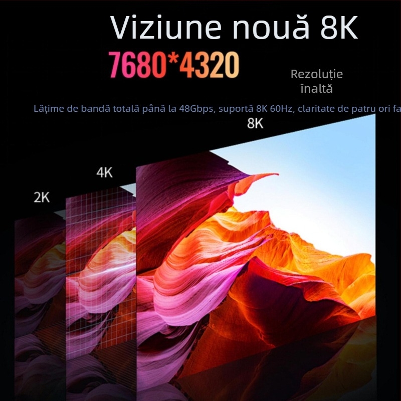 Cablu HDMI 2.1 M-M pentru monitoare și PC-uri, 8K înaltă definiție, conductori de cupru, contacte placate cu aur