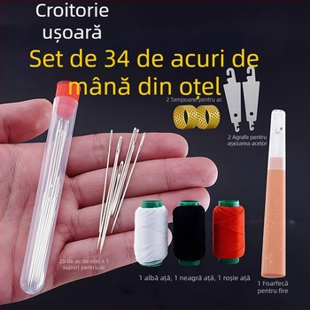 Muqin ac de cusut manual – din oțel, vârf ascuțit, cu ochi pentru broderie și quilt, uz casnic.