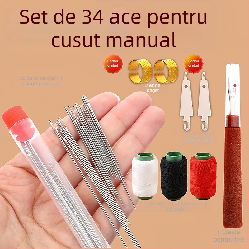 Muqin ac de cusut manual – din oțel, vârf ascuțit, cu ochi pentru broderie și quilt, uz casnic.