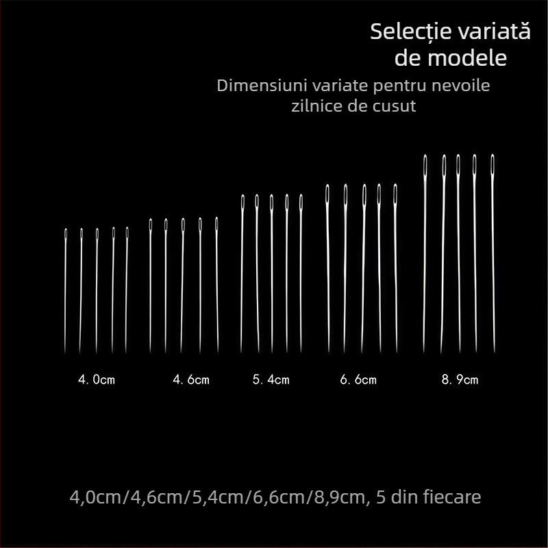 Muqin ac de cusut manual – din oțel, vârf ascuțit, cu ochi pentru broderie și quilt, uz casnic.