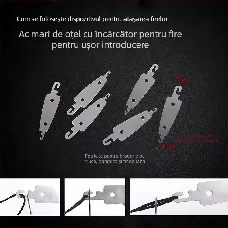 Muqin ac de cusut manual – din oțel, vârf ascuțit, cu ochi pentru broderie și quilt, uz casnic.