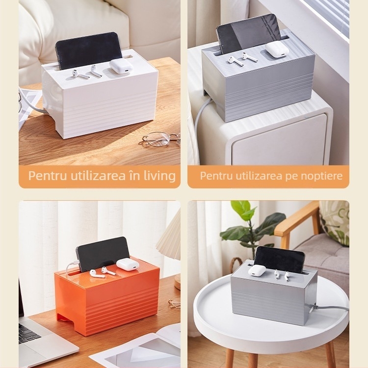 Ranye Cutie pentru organizarea cablurilor pentru prize și cabluri de date — plastic, stil japonez, organizator de birou