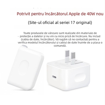 Cap de protecție pentru încărcător Apple 40W și înfășurare cablu – TPU, tip deschis de înfășurare, stil simplu, include capac, două cleme și funie