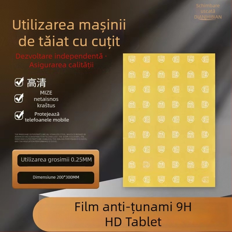 Film protecție ecran tabletă - material PET, film frontal, claritate HD, anti-amprente, auto-reparare