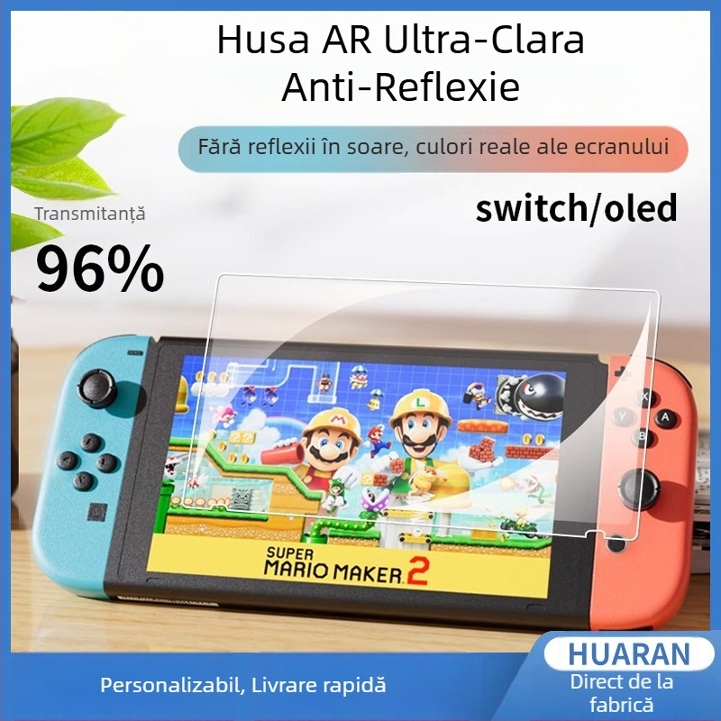 Protecție de ecran Nintendo Switch AR anti-reflexie — claritate HD, anti-amprentă, film PET