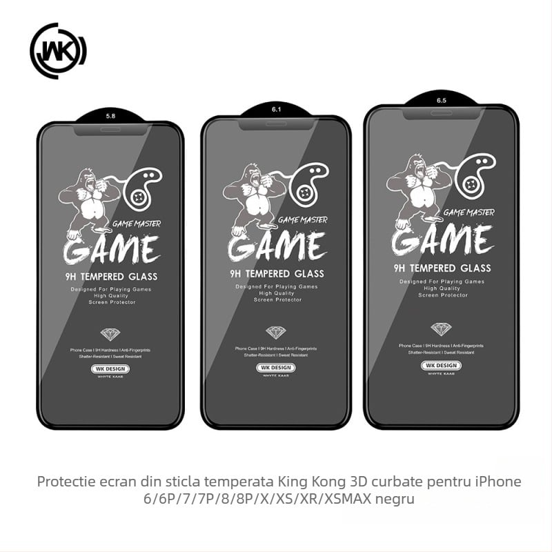 Protecție ecran din sticlă temperată pentru iPhone 14 Pro Max, margini 3D curbate, finisaj mat