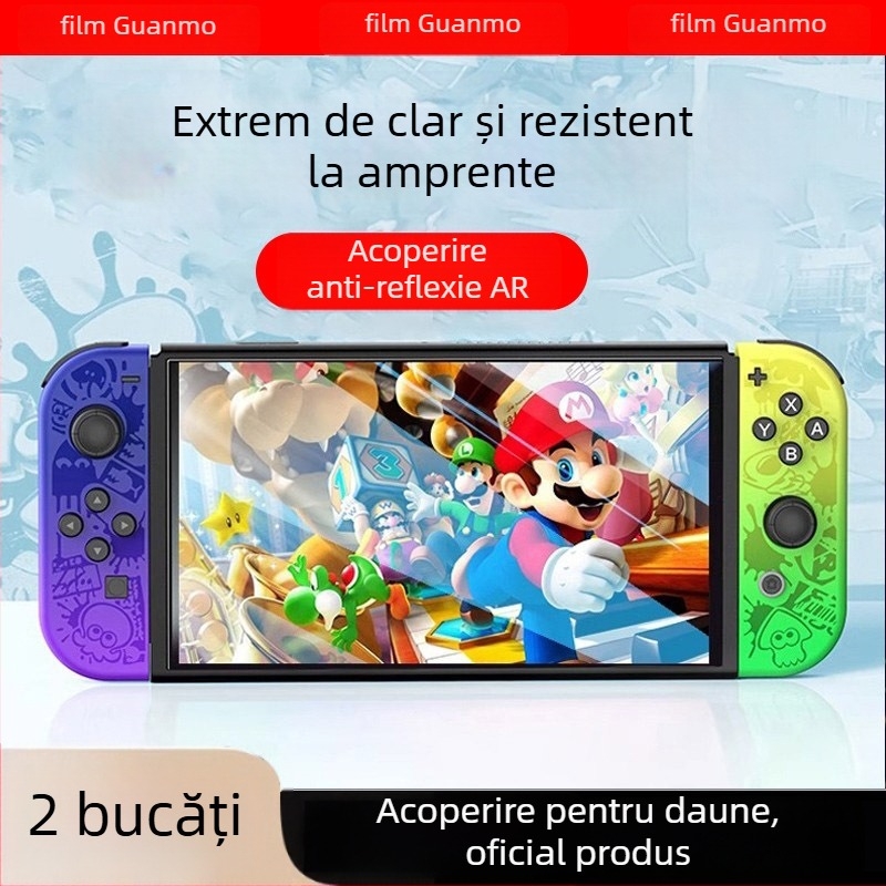 Protecție ecran AR anti-reflex pentru Nintendo Switch, 0,17 mm, transparență 95%, anti-amprentă