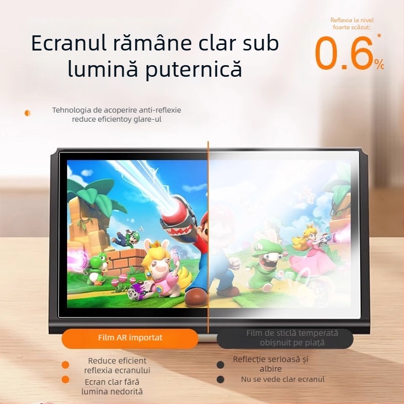Protecție ecran AR anti-reflex pentru Nintendo Switch, 0,17 mm, transparență 95%, anti-amprentă