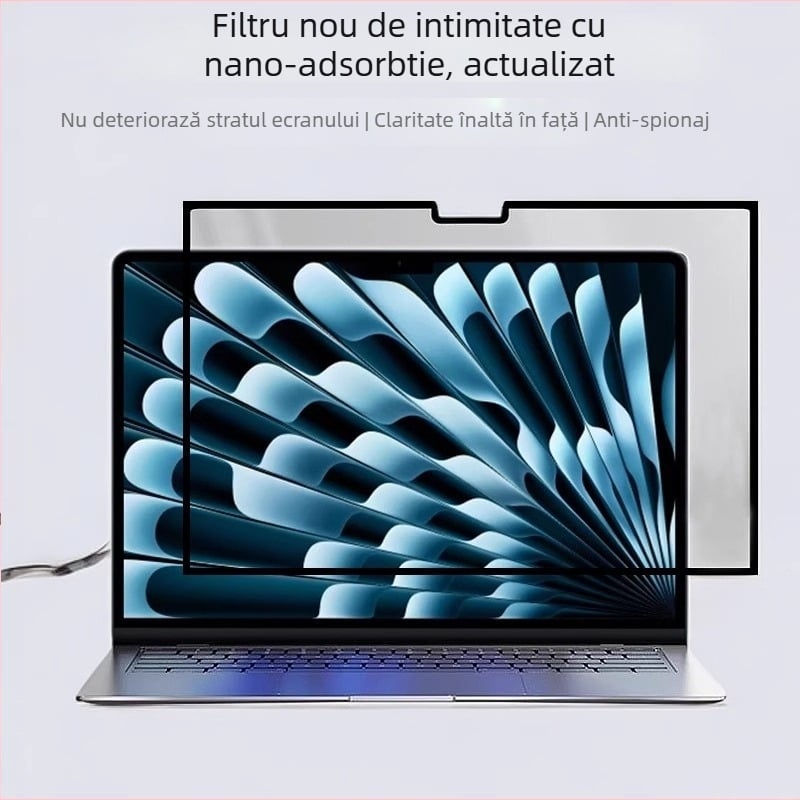 Taoxin Protecție Ecran Privacy pentru MacBook Air 13 și MacBook Pro 15 — Film HD anti-peep, Compatibil cu seria MacBook, Greutate 25 g, Lansat în 2024