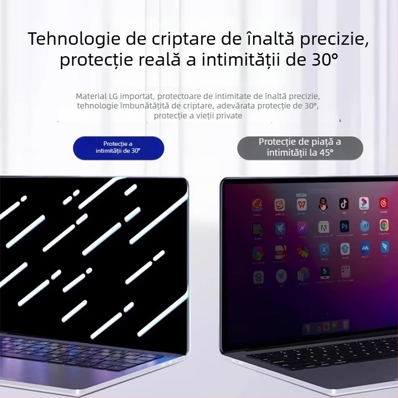 Taoxin Protecție Ecran Privacy pentru MacBook Air 13 și MacBook Pro 15 — Film HD anti-peep, Compatibil cu seria MacBook, Greutate 25 g, Lansat în 2024