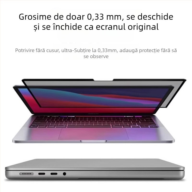 Taoxin Protecție Ecran Privacy pentru MacBook Air 13 și MacBook Pro 15 — Film HD anti-peep, Compatibil cu seria MacBook, Greutate 25 g, Lansat în 2024