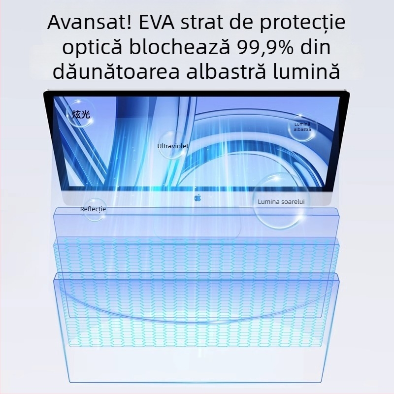 Protecție ecran monitor anti-lumină albastră, claritate HD, pentru desktop – materiale import germană – prelucrare OEM – 500 g – panou acrilic anti-reflexie