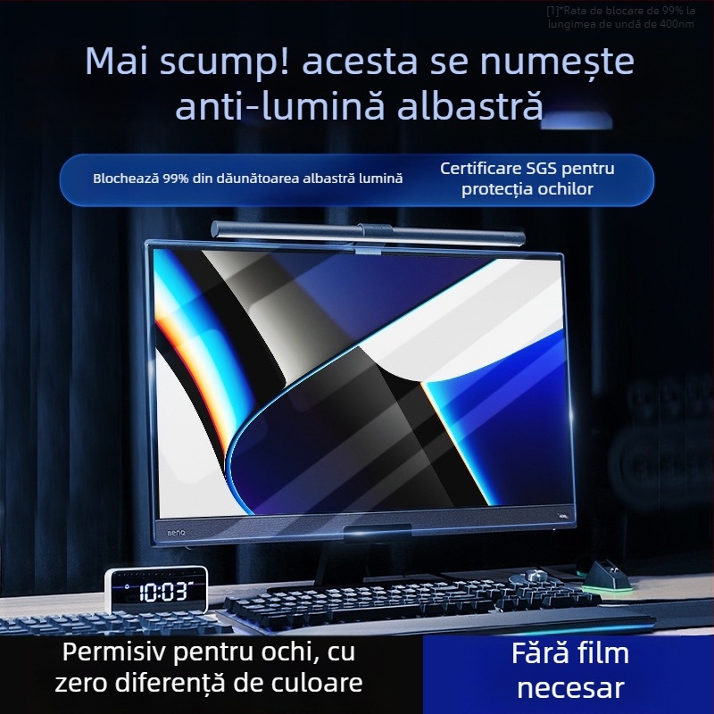 Protecție ecran monitor anti-lumină albastră, claritate HD, pentru desktop – materiale import germană – prelucrare OEM – 500 g – panou acrilic anti-reflexie
