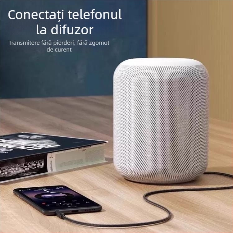 Cablu audio 3,5 mm, M-M, conectori placați cu aur, miez din cupru pur, cupru fără oxigen, ROHS certificat
