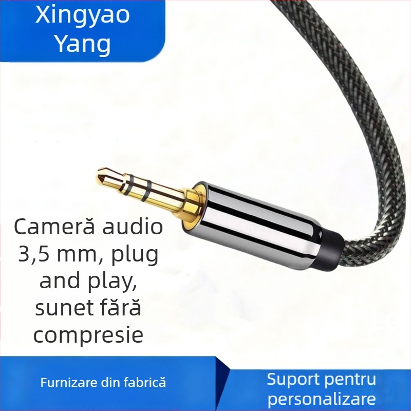 Cablu audio 3,5 mm, M-M, conectori placați cu aur, miez din cupru pur, cupru fără oxigen, ROHS certificat